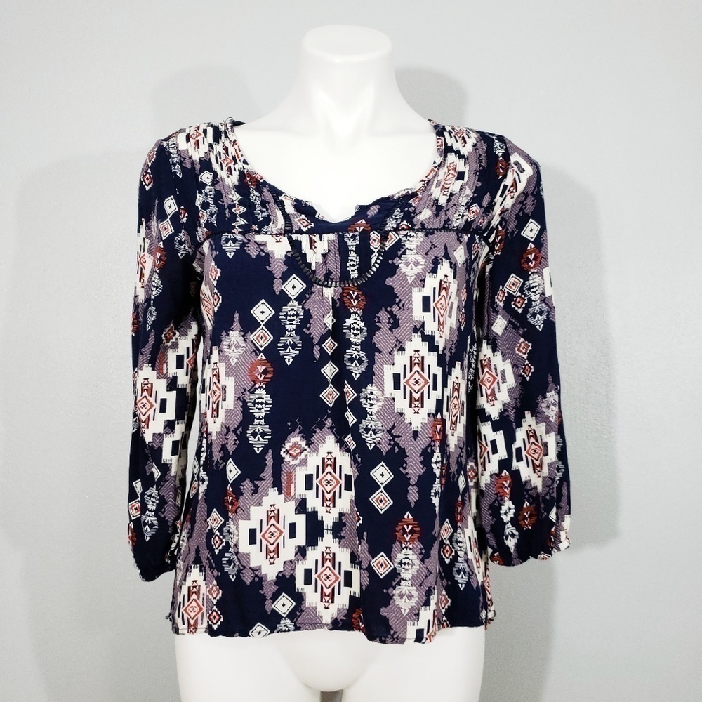 Mossimo 2000s Y2K Southwest Aztec Print Pattern Blouse